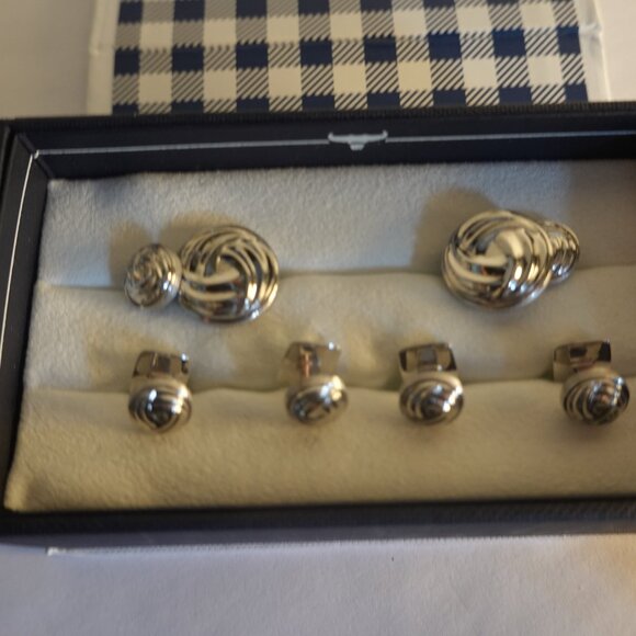 Sterling Silver knot cufflinks and studs- Ox and Bull - Picture 2 of 3